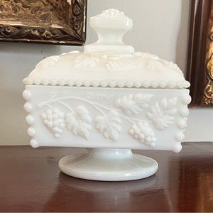 Vintage Milk Glass Covered Candy Dish